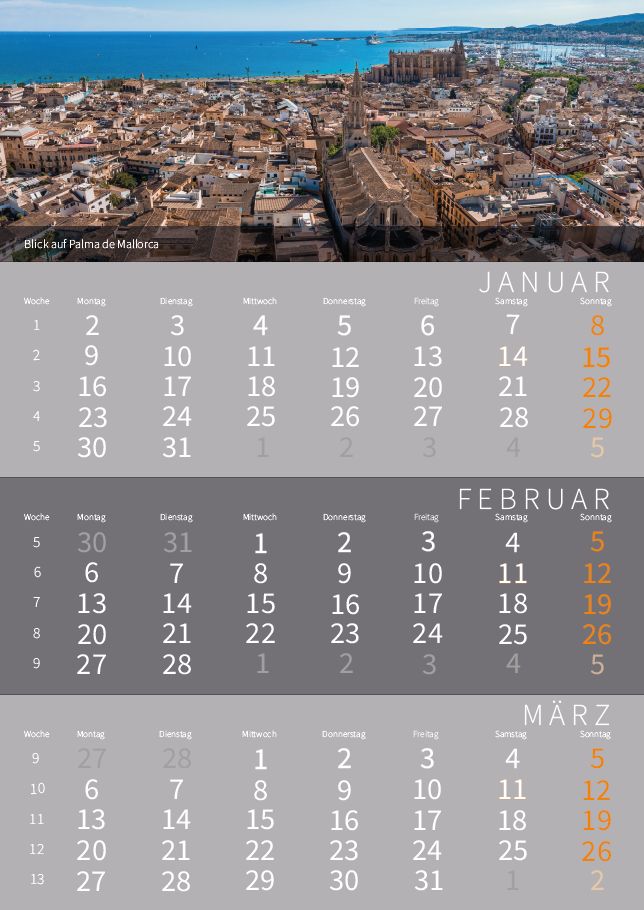 Mallorca 3-Monatskalender 2023 zum Aufhängen (DIN A3 / ca. 30 x 42 cm)