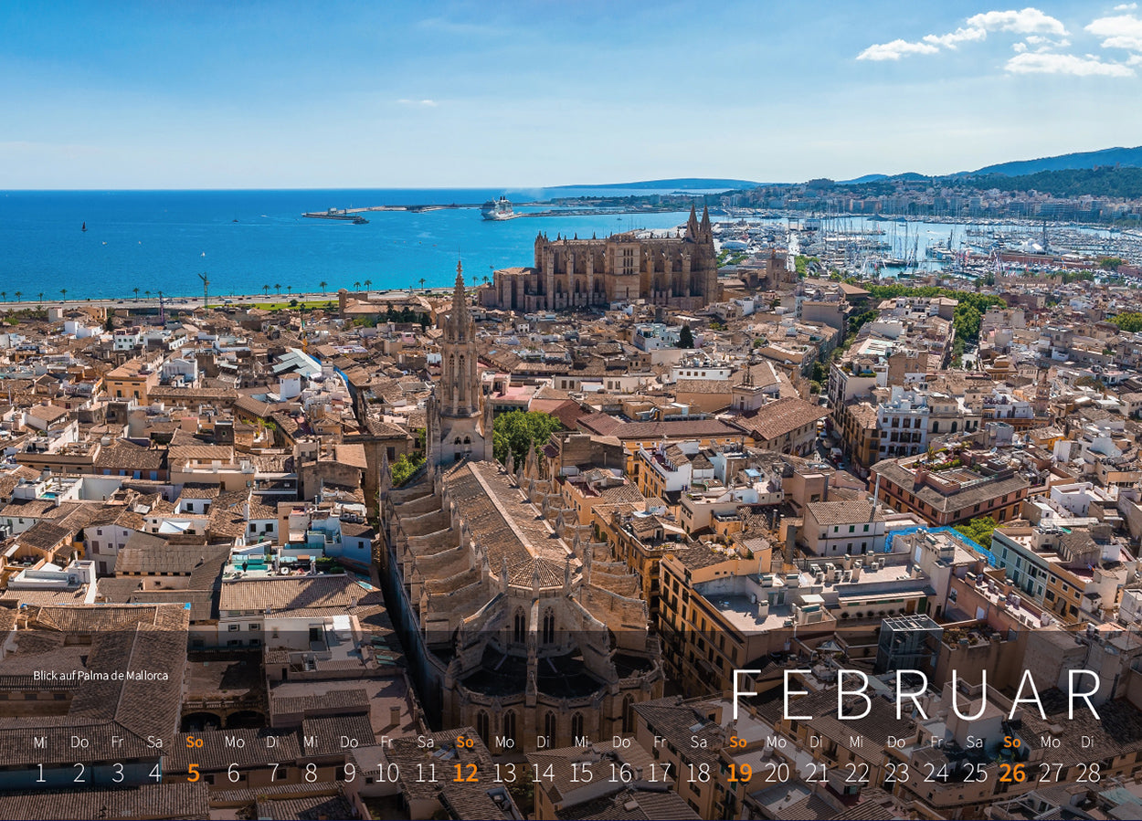 Mallorca Kalender 2023 - Motiv Februar: Blick auf Palma