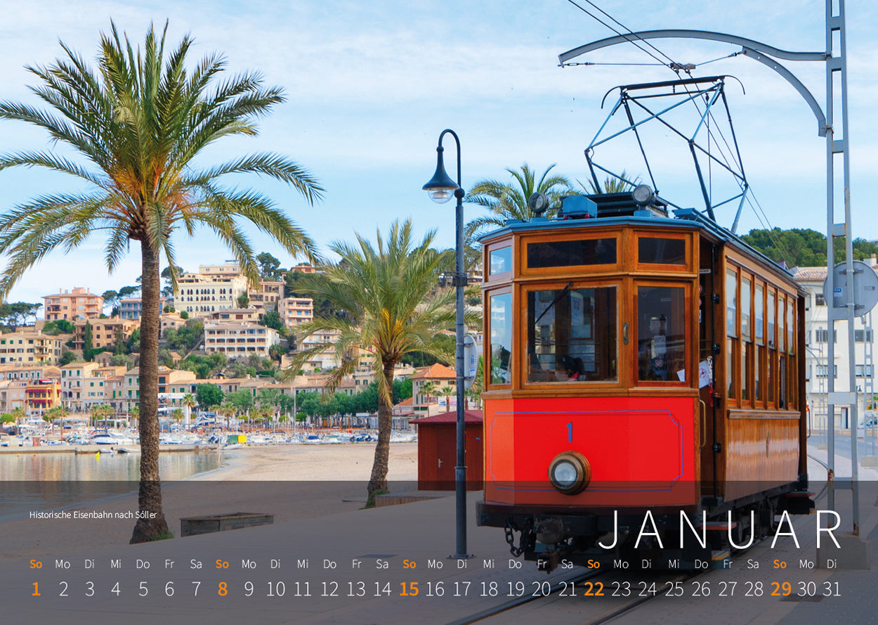 Mallorca Kalender 2023 - Motiv Januar: Eisenbahn nach Soller