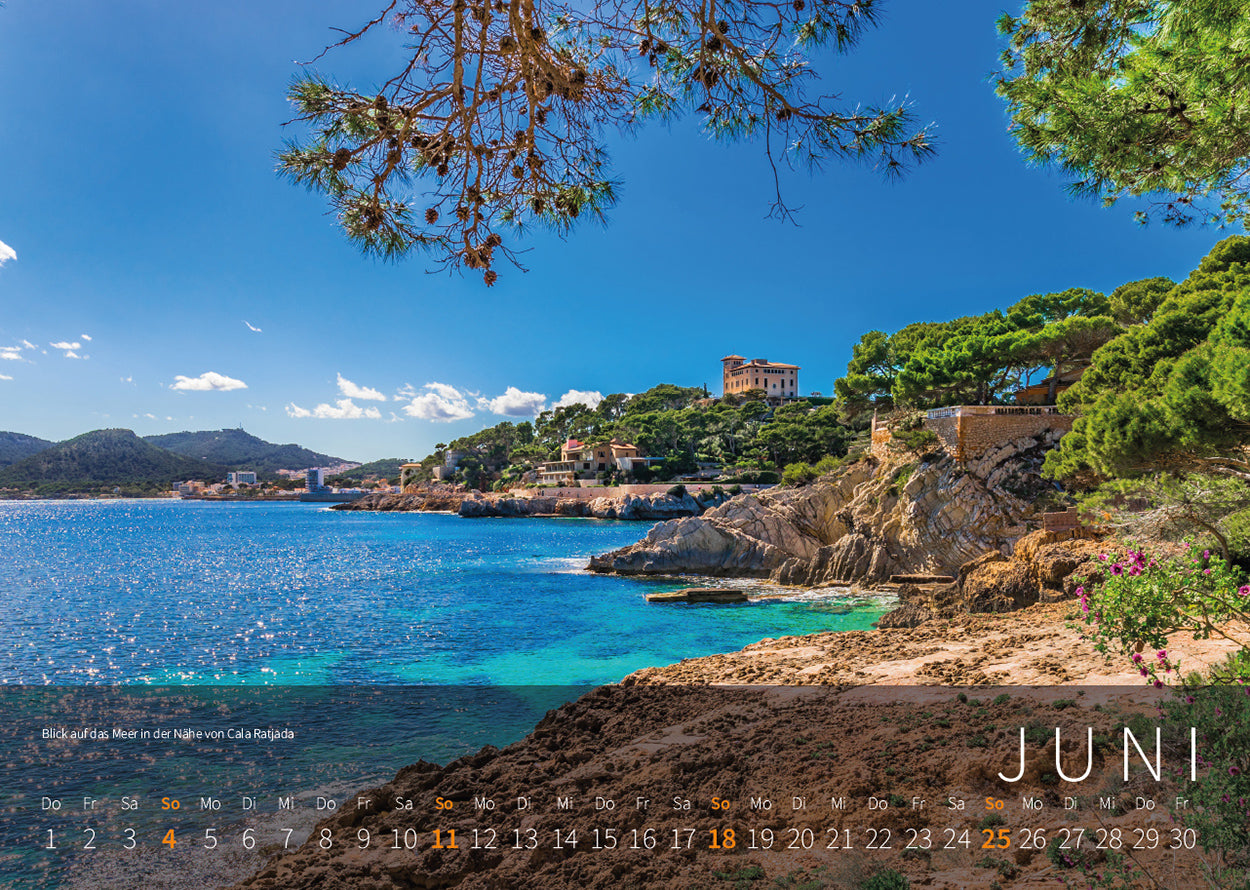 Mallorca Kalender 2023 - Motiv Juni: Blick auf das Meer bei Cala Ratjada